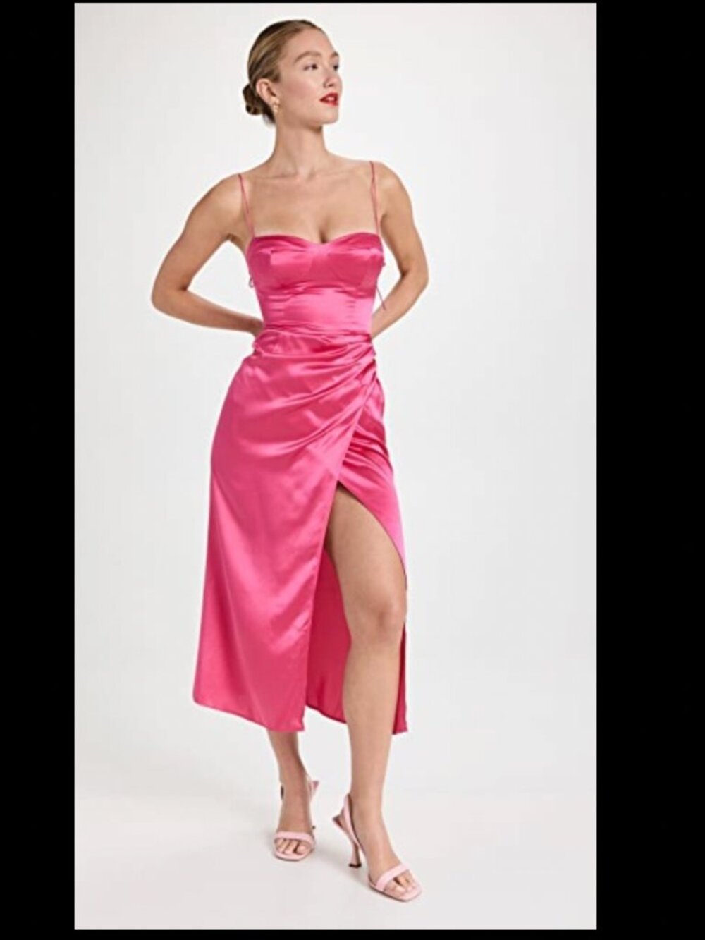 Reformation Pink Dress NWT Marguerite Silk Midi Dress Flambe Color
